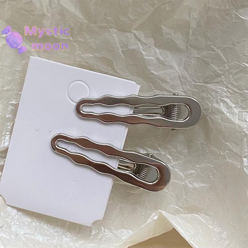 Kẹp cá sấu tóc kim loại màu bạc gợn sóngpunk dành cho bé gái và phụ nữ