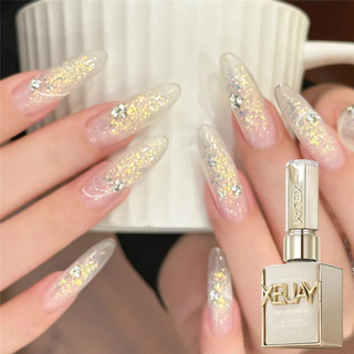 XEIJAYI Ngọt Đào Cổ Tích Gel Móng Tay Ánh Sáng Sang Trọng Flash Champagne Vàng Vỡ Kim Cương Quang Trị Liệu Keo Móng Tay Nghệ Thuật Làm Móng Tay Cho Tiệm Làm Móng Tay