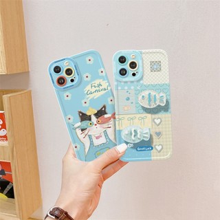 Ốp Lưng iPhone Fish Cute Cạnh Vuông, Chống Sốc, Bảo Vệ Camera - Cho iP 6/6s/7/8/Plus/X/XS/XR/11/12/13/14/15/Pro/Max/Mini