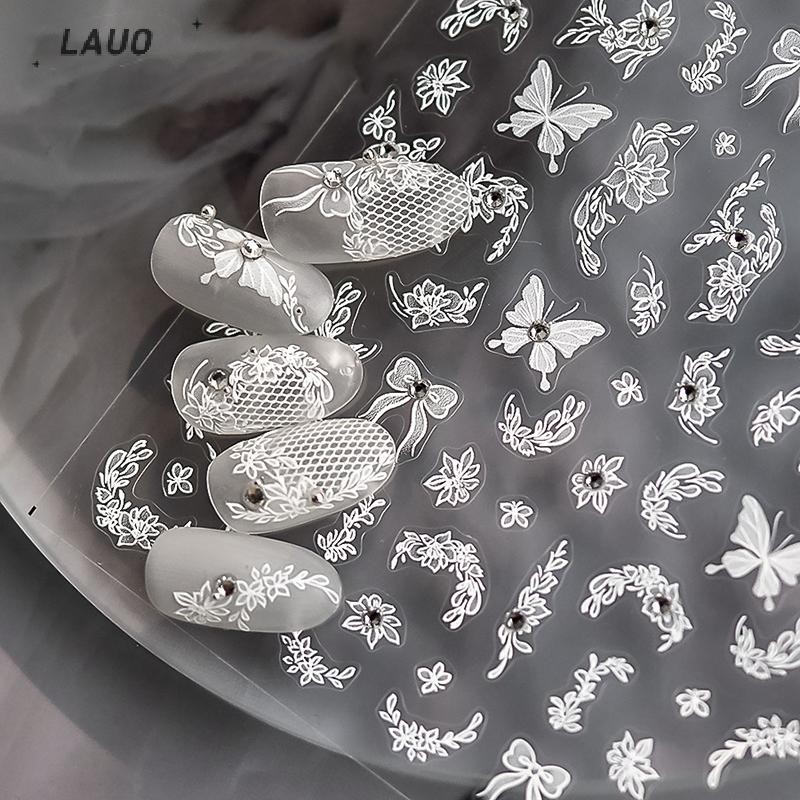 Springevenstar Nơ Hoa Decal Móng Tay Siêu Mỏng Tự Dính Trang Trí DIY