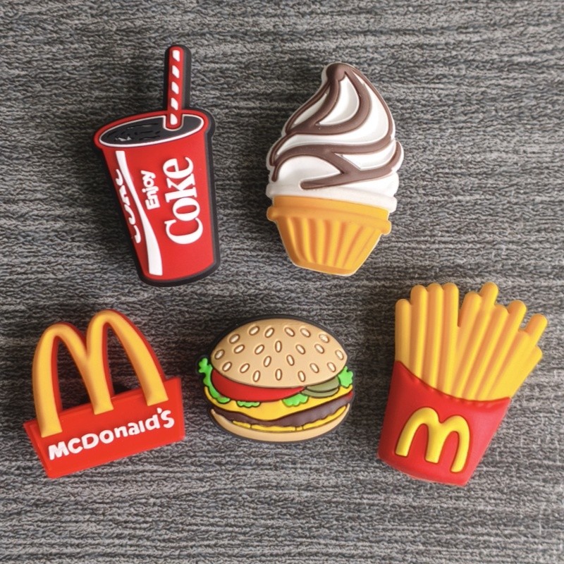 McDonald 's Lỗ Giày Phụ Kiện Hoạt Hình Dễ Thương Cola Khoai Tây Chiên Pháp Burger Kem Khóa Giày Thích Hợp Cho Crocs Khóa Giày Lỗ Khóa Giày Có Thể Tháo Rời Khóa Giày ins Giày Hoa