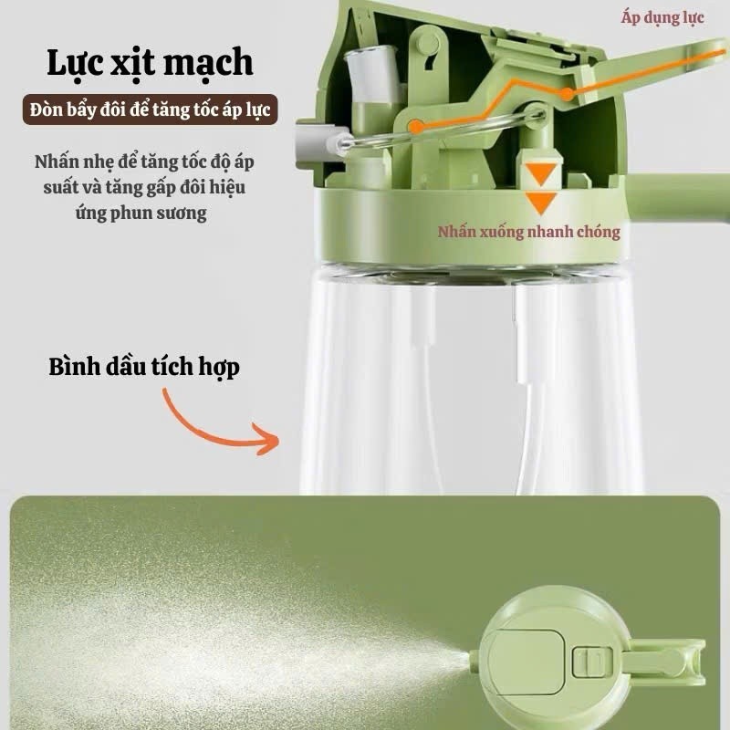 Bình Đựng Dầu Ăn Nước Mắm 470ml Thủy Tinh Tích Hợp Xịt Và Rót Dầu Đa Năng Cao Cấp