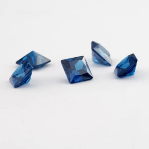 5A Xanh Vuông Công Chúa Cắt Cubic Zirconia 15 / 30 Chiếc 3x3mm ~ 10x10mm Rời CZ Đá Trang Sức DIY