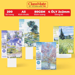 Tập Học Sinh Miền Nam 80gsm CLASSMATE Vở 4 Ô Ly A5 Bìa Van Gogh Giấy Mịn Vở 4 Ô Li 2x2mm 200 Trang Vở Cấp 1 -AT