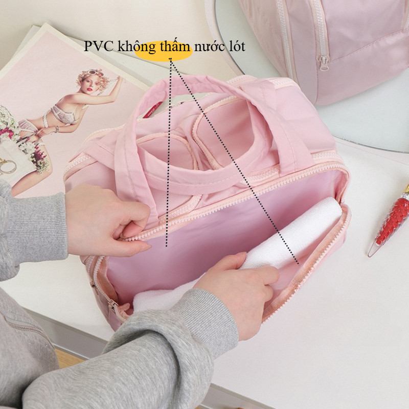 Túi xách mỹ phẩm công suất lớn, phân vùng và không thấm nước, tinh tế và nhan sắc cao