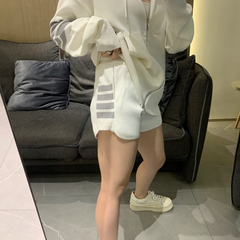 thombrowne 8969Side Stripe Shorts Spring Summer College Style Four-Stripe Ice Silk Hot Pants Women's Summer Wear