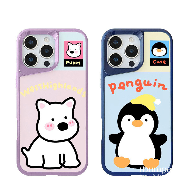 Ibumpers Dễ Thương Màu Hồng Tím Tím Puppy Họa Tiết Trong Suốt Ốp Lưng Điện Thoại iPhone 12 13 14 15 16 Pro Max Cứng Acrylic Chống Sốc