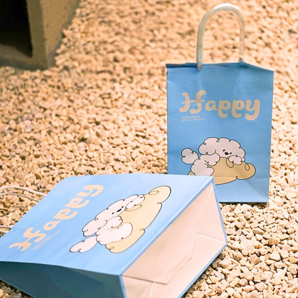 Túi giấy Happy xanh 2 size TU74 Đựng quà, mỹ phẩm, thời trang, đồ ăn cho bạn nữ, bạn gái