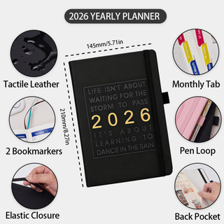2026 Planner A5 Vintage Hàng ngày & Hàng tuần & Hàng tháng Sổ tay Da PU Chương trình nghị sự Quà tặng Lịch trình Sổ tay & Sổ ghi chú Trường học Văn phòng phẩm Vật tư