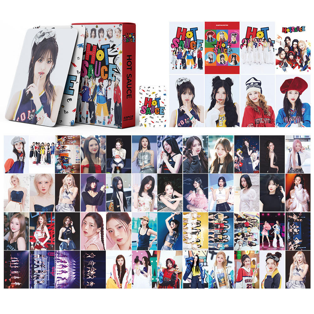 55 Chiếc BM FANCLUB HELLO MONSTIEZ CHOOM Lomo Cards REALLY LIKE YOU DRIP Love In My Heart BABYMONS7ER Photocards AHYEON Asa Chiquita Parita Haram Rora Ruka Bưu Thiếp