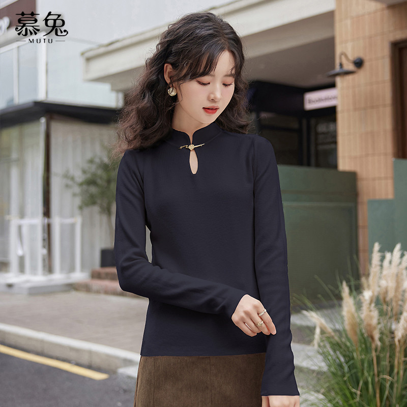 Mutu Mới Phong Cách Trung Hoa Nửa Cổ Cao Cổ Áo Len Top Nữ Mùa Xuân 2026 Phong Cách Mới Cao Cấp Ôm Bên Trong Đáy Áo Sơ Mi