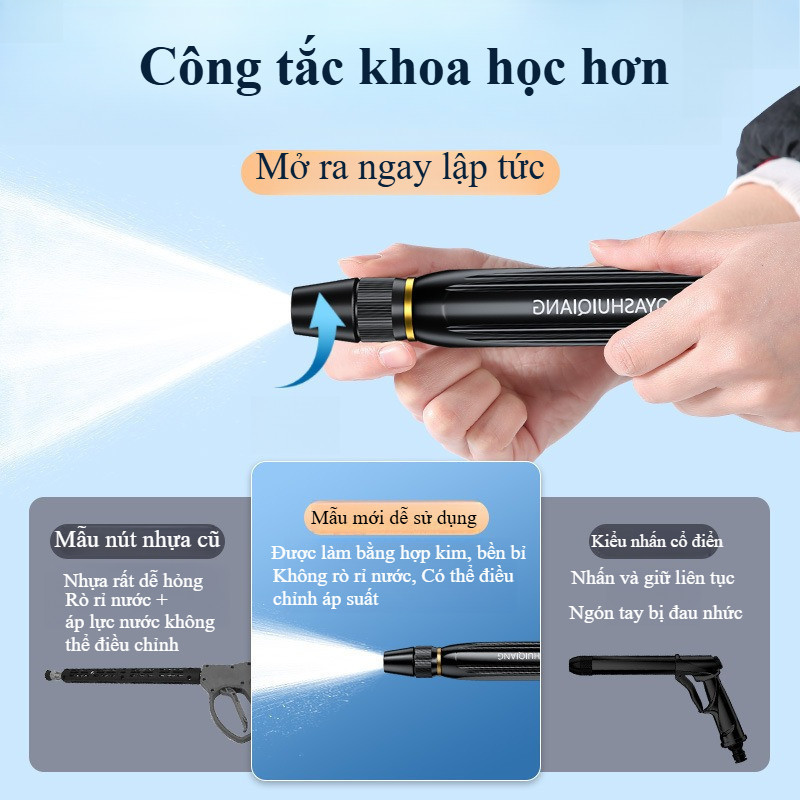 Vòi Xịt Tăng Áp 10m/15m/20m - 3 Chế Độ Phun, Lực Nước Mạnh, Khớp Chống Rò, Chuyên Rửa Xe & Tưới Cây