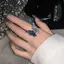 AqToCna Xanh Zircon Bướm Mở Nhẫn Có Thể Điều Chỉnh Dành Cho Nữ Bé Gái Thời Trang Ánh Sáng Sang Trọng Tinh Tế Tinh Tế Tiên Tiến Nhẫn Trang Sức Quà Tặng AqToCna
