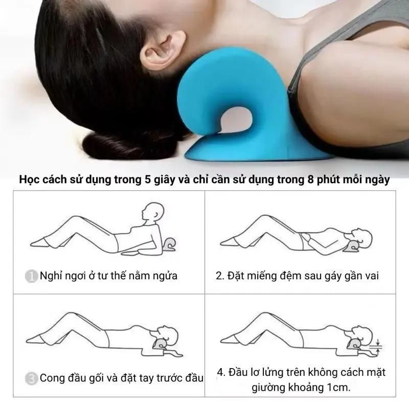 Gối Massage Cổ Vai Gáy - Gối Cổ Chất Liệu Cao Su Non Hỗ Trợ Giãn Cơ, Giảm Đau Mỏi, Thư Giãn Cột Sống Tại Nhà