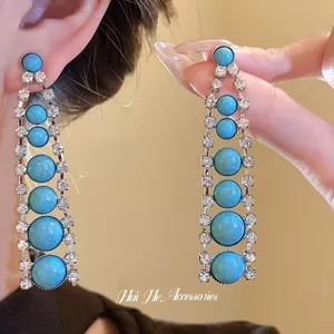 Không Đều Gắn Kim Cương Hình Bầu Dục Bông Tai Vòng Cổ Retro Phong Cách Tòa Án Bộ Trang Sức Ánh Sáng Sang Trọng Cao Cấp Trang Sức Nữ 2026-6-11
