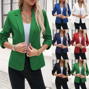 Áo khoác công sở có cổ đính cổ áo thông thường dành cho nữ 3 4 tay áo Nút đơn mở phía trước Áo khoác công sở Ja