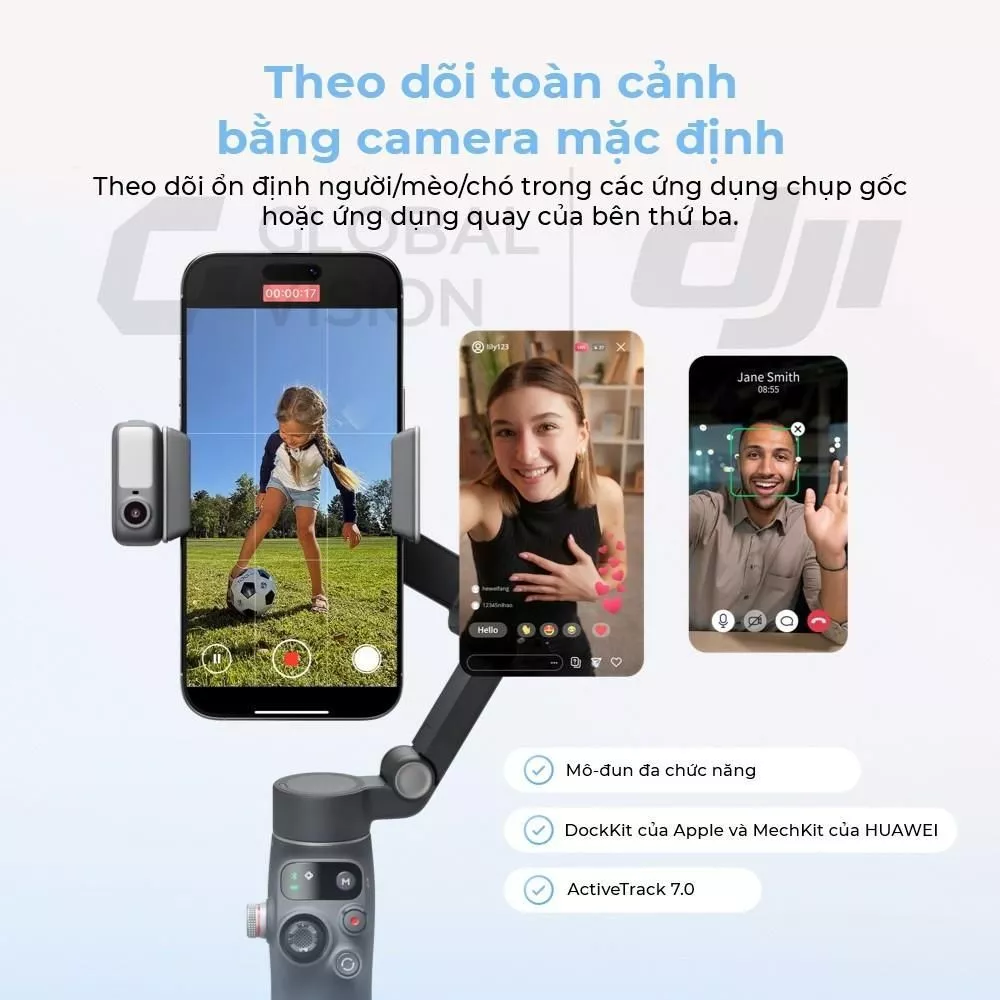 Gimbal chống rung điện thȯại DJI Osmo Mobile 8 có module/ Osmo Mobile 8 không có module - theo dõi chủ thể  - chính hãnġ