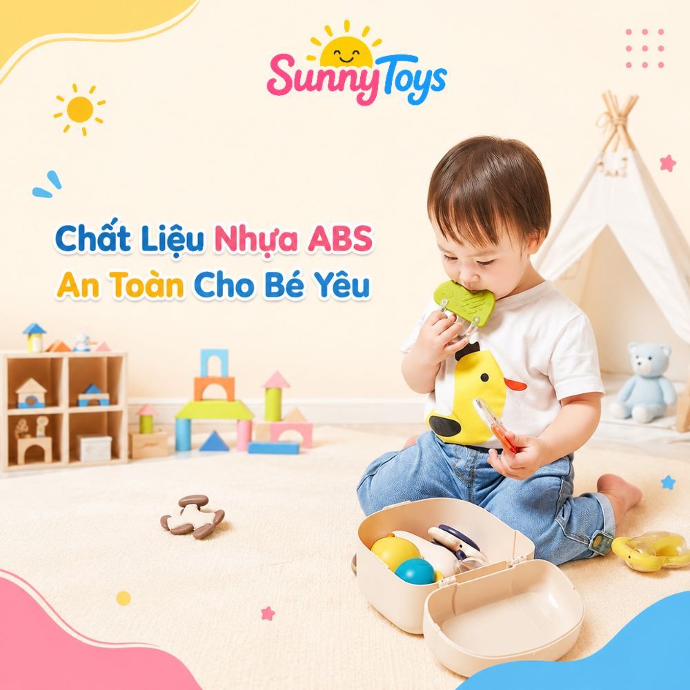 Vali Lục Lạc Gặm Nướu 10 Món SunnyToys - Đồ Chơi Sơ Sinh Cho Bé Cầm Nắm, Lắc Vui Tai