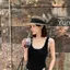 Áo Vest dệt kim ren màu tương phản bằng lụa băng nữ mùa hè phong cách mới cổ chữ U Slim-fit Áo không tay ngắn