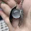 Springevenstar Punk Retro Màu Bạc Cánh Ma Tròn Mịn Đá Cra Pha Lê Mặt Dây Chuyền Nelace Cho Nữ Cá Tính Trang Sức Phụ Kiện Quà Tặng Springevenstar