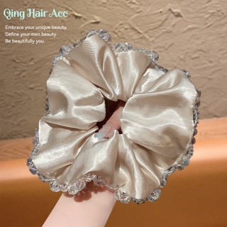 Cao Cấp Pha Lê Viền Satin Scrunchy Tóc Nữ 2026 Phong Cách Mới Buộc Bóng Dây Tóc Ánh Sáng Sang Trọng Phụ Kiện Tóc Mũ Đội Đầu