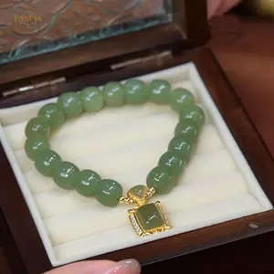 PNPIA- Phong Cách Trung Hoa Retro Giả Ngọc Đính Hạt Vòng Tay Vuông Kim Cương Giả Mặt Dây Chuyền Lắc Tay Cho Nữ Bạn Gái Ánh Sáng Sang Trọng Món Quà Trang Sức