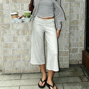 MAPLEPOET-Quần Cropped dành cho nữ gấp qua eo Quần Capri ống rộng
