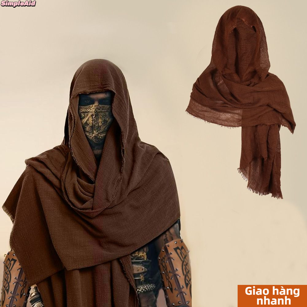 [Vận chuyển nhanh] Áo choàng quấn SIMPLEAID, Áo hoodie cổ điển cướp biển thời trung cổ màu đen / nâu dành cho nam, Áo len đeo vai thời trung cổ nhẹ
