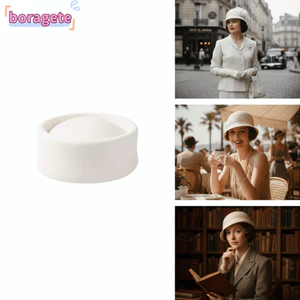 BORAGETE Len Nỉ Mũ Nồi, Cứng Top lõm Top Vintage Fedoras Mũ, Mũ Cưới Retro Anh Quốc Mũ Cưới