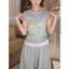 Milyfashion Dễ Thương Chấm Bi Thỏ In Hình Nóng Kim Cương Áo Thun Xù Kích Thước Lớn Tay Ngắn Ngắn Top PU7A