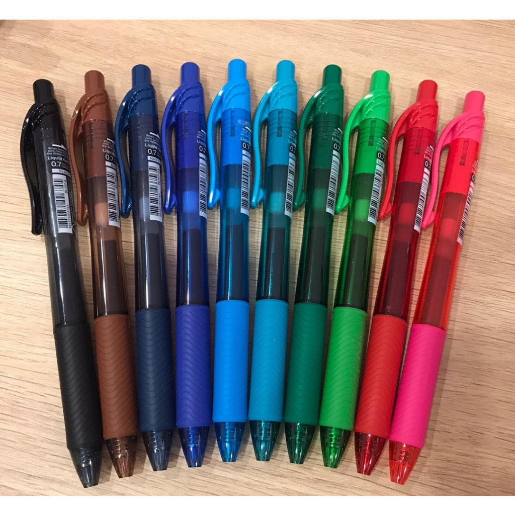 Combo 3/6/12 bút gel Pentel BLN105 đủ 12 màu  ngòi 0.5mm mực viết trơn mượt tay cầm đệm cao su