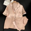Phụ Nữ Pyjama Châu Âu Đơn Giản Ve Áo Cardigan Tay Ngắn Trang Phục Phong Cách Thanh Lịch Cho Thời Gian Nghỉ Trong Nhà Hàng Ngày