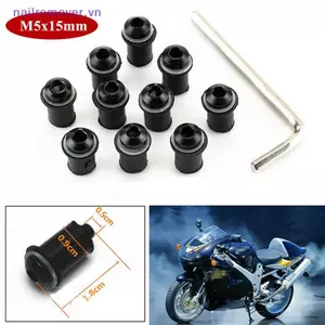 10 Chiếc Kính Chắn Gió Xe Máy Fairing Bu Lông Vít Bộ Hạt Tốt M5 15mm MỚI