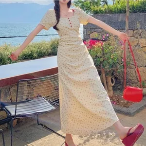 Váy hoa kiểu Pháp mùa hè Phong cách mới Tính khí ngọt ngào Cao cấp Slim-fit Váy dài hơn
