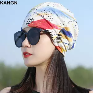 KANGN Turban, Mũ Baotou chống nắng bằng lụa băng, Mũ thoáng khí mềm mại mùa hè dành cho nữ