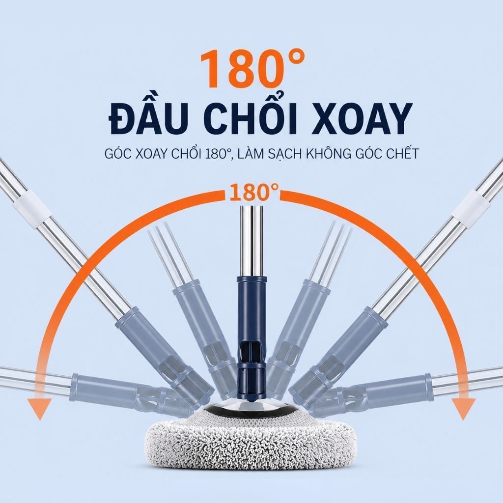 Cây Lau Rửa Xe Cao Cấp Xoay 180 Độ, Cây Lau Xe Hơi Siêu Mềm Không Gây Xước Sơn Richouse