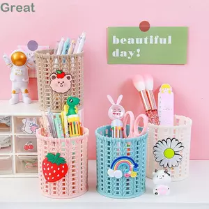Giá để đồ TUYỆT VỜI, Hộp đựng bút dung tích lớn bằng mây, Dụng cụ sắp xếp bàn hoạt hình đa chức năng tiện lợi dành cho sinh viên