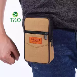 Ví Ví nam hai lớp Túi đeo thắt lưng Túi đựng điện thoại di động ngang Túi vải Canvas nam thông thường Eo Pa Thể thao ngoài trời [mới]