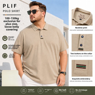 Plus Size Nam Mùa Hè Cổ Tròn Tay Ngắn Thêu Áo Sơ Mi Polo