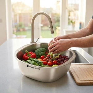 Chậu thép không gỉ Bát chuẩn bị kim loại dày Bát thép không gỉ Cấp thực phẩm sâu cho đầu bếp gia đình, nhà bếp