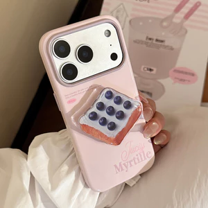 Ốp điện thoại giá đỡ bánh mì trái cây đầy màu sắc cho iPhone 17 Pro Max 16 15 14 13 Vỏ bảo vệ chống sốc