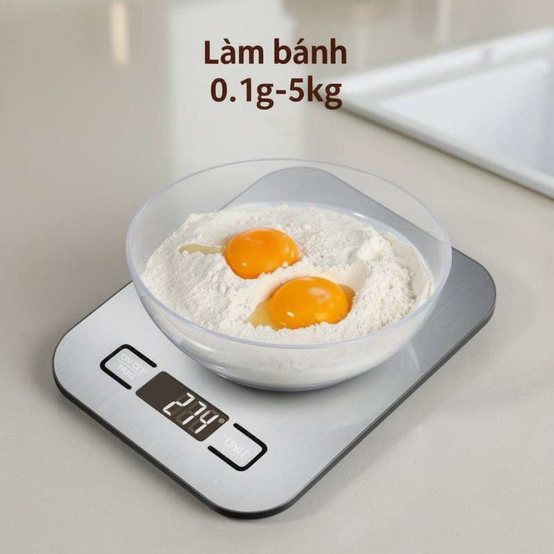 Cân Điện Tử Nhà Bếp Màn Hình LCD Độ Chính Xác Cao Trừ Bì Đổi Đơn Vị Cân Thực Phẩm