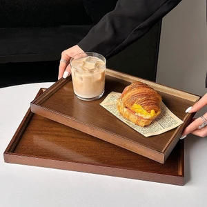 Khay gỗ óc chó hình chữ nhật Đĩa phục vụ tre để sử dụng tại nhà, Khay tráng miệng bánh phong cách Trung Quốc, Khay nước trà, Đĩa trưng bày lưu trữ thực phẩm cho nhà bếp Bộ đồ ăn