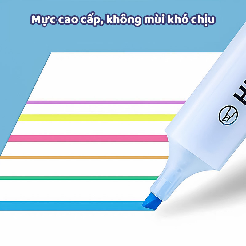 Bút highlight nhiều màu tươi sáng bút nhớ dụng cụ học tập đánh dấu học sinh ghi chú nhanh tiện lợi