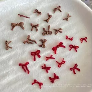 MAKY 12 Lưới / Hộp Nơ Móng Tay Nghệ Thuật Trang Trí 3d Đỏ Nâu Nơ Nhựa Quyến Rũ Trang Sức Tự Làm Làm Móng Tay Trang Trí Vật Dụng Phụ Kiện VN