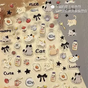 Sticker SHIN, Mèo, Cún Trang Trí Móng Nail, Dán Điện Thoại Ip17, Sticker nổi 5D, Màu Sắc