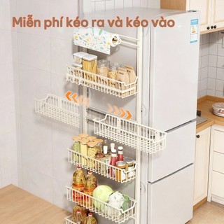 Kệ đựng gia vị nhỏ gọn cho bếp Kệ để đồ đa năng treo tường kéo ra được để đồ đạc, đồ dùng