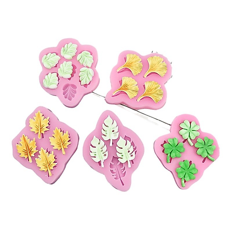 Cỏ Lá Phong Lá Bạch Quả Lá Monstera Khuôn Silicon Sô Cô La Fondant Bánh Trang Trí Khuôn Làm Bánh DIY