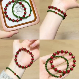 Mã Não Đỏ Tự Nhiên Jasper Chalcedony Vòng Tay Mới Guochao Màu Sắc Tương Phản Thanh Lịch Tính Khí Nữ Tay Trang Trí