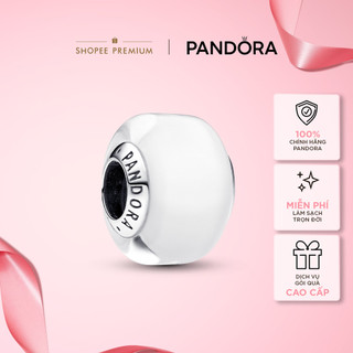 Charm Pandora Moments Bạc Murano Mini Trắng Trong Suốt - White Mini Murano Glass Charm
